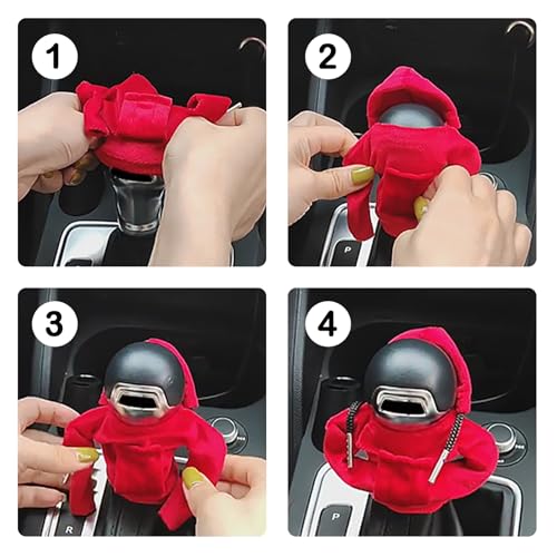 Car Gear Shift Cover,Cute Gear Shift Knob Cover with Fashionable Mini People Design,Universal Gears Shifts Hoodie for Most Car Gears Shifts Levers Cars Interior Accessories (Green)