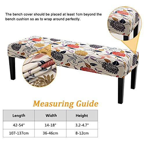 Fuloon Stretch Dining Bench Cover, Anti-Dust Removable Bench Slipcover Washable Seat Cushion Protector for Bedroom, Kitchen, Hotel, Banquet (Flower Apricot) - color: Flower Apricot