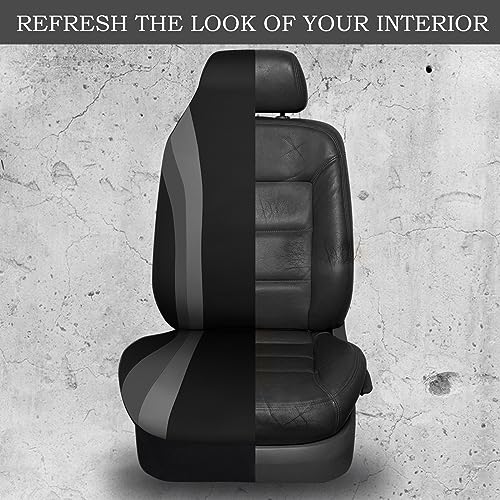 CAR PASS AquaShield Neoprene Waterproof Car Seat Covers for Front Seats Only, High Back Bucket Seat Cover,Airbag Compatible,Line Rider Seat Covers Universal Fit for Truck Van SUV (Black and Gray) - color: Black and Gray