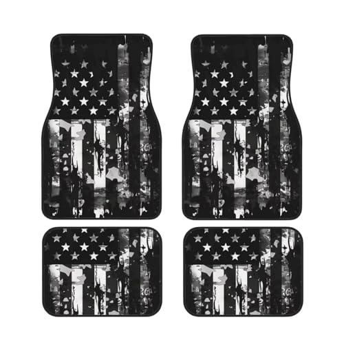 American Flags Car Floor Mats for Women Men Black Car Accessories Full Set of Front & Rear All Weather Foot Mats Universal Fit for Auto Cars Sedan SUV Automotive Interior - color: Black Flag