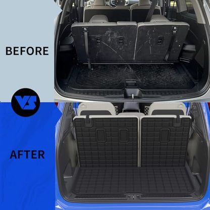 Rongtaod Cargo Mat Compatible with 2016-2025 2026 Honda Pilot Trunk Mat Cargo Liner Trunk Liner TPE All Weather Back Seat Cover Protector 2024 Pilot Accessories (Trunk Mat with Backrest Mat) - color: 16-26 Trunk Mat with Backrest Mat