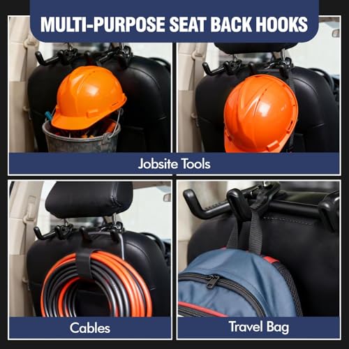 2Pack Hard Hat Holder for Truck Seat, Universal Hard Hat Hanger & Headrest Hook for Car/Truck, Seat Back Organizer for Hard Hats, Safety Vests, Bags & Gear, Durable Hard Hat Buddy Accessory