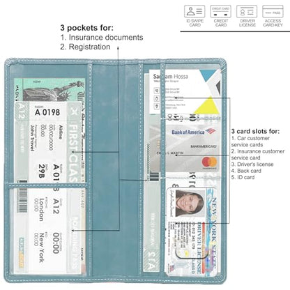 Leather Car Registration and Insurance Holder - Vehicle Glove Box Car Organizer,Auto Truck Comparment Accessories Case with Magnetic Closure for Driver License, Cards (Sky blue) - color: Sky blue