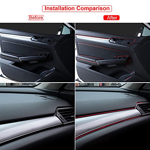 16.4ft Car Interior Moulding Trim Car Decorative Filler Insert Strips with Installation Tool, Flexible Electroplating Decoration Styling Door Dashboard Strip