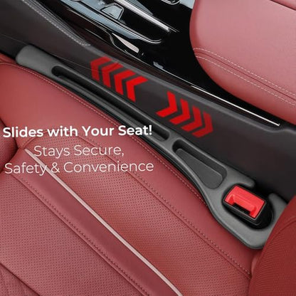 Car Seat Gap Filler, 2-Pack No Drop Seat Guard Universal Fit Car Seat Gap Plug Anti-Drop with Storage, Fill The Gap Between Seat and Console, Auto Accessories for SUV Truck Sedan - color: Black