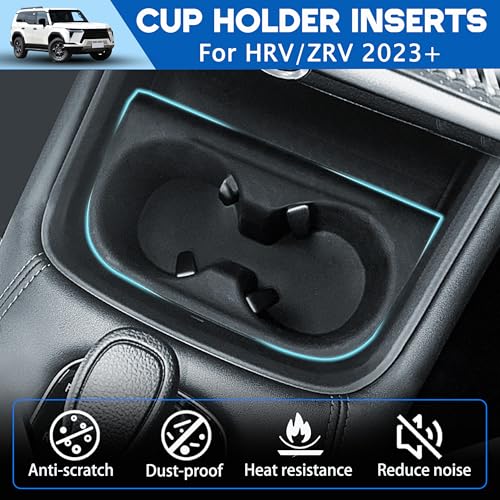 Cup Holder for Honda HRV/ZRV Accessories 2023 2024 2025 2026 Center Console Cup Holder Insert Silicone Cupholder Coaster Protector for HRV/ZRV Interior Black - size: for Honda HRV/ZRV 2023-2026