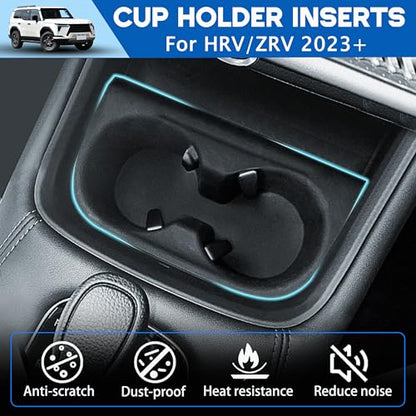 Cup Holder for Honda HRV/ZRV Accessories 2023 2024 2025 2026 Center Console Cup Holder Insert Silicone Cupholder Coaster Protector for HRV/ZRV Interior Black - size: for Honda HRV/ZRV 2023-2026
