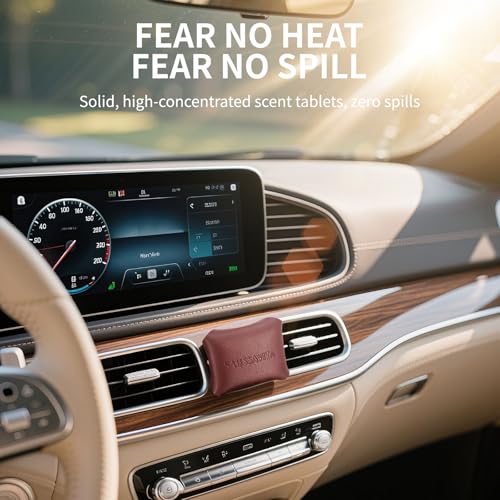 Car Air Freshener Diffuser Rose Sandalwood Scented 2 Pack, Car Fresheners Vent Clip Leather Design, Car Diffuser Wood Scented for 30 days Long Lasting Winered - color: Wine Red
