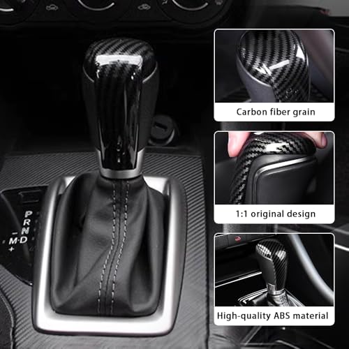 Car Interior Gear Shift Knob Cover Accessories for Mazda CX-5 3 6 CX-3 CX-9 2014-2023 Auto Trim Protector Cap-Carbon Fiber Grain