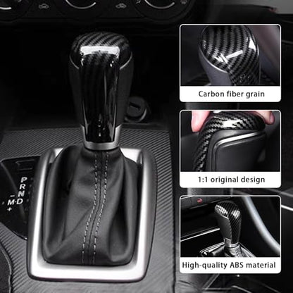 Car Interior Gear Shift Knob Cover Accessories for Mazda CX-5 3 6 CX-3 CX-9 2014-2023 Auto Trim Protector Cap-Carbon Fiber Grain