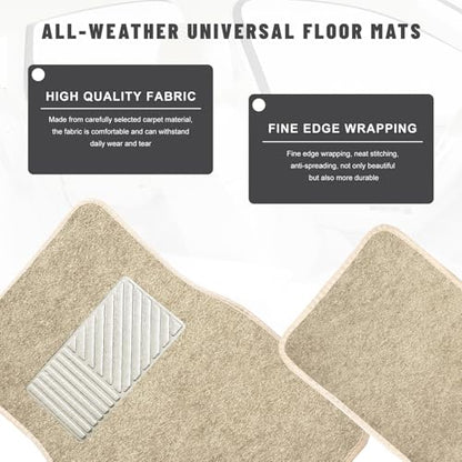 Sun Walker 4 PCS Car Floor Mats, Waterproof Anti-Slip Front & Rear Car Carpets with Driver Heel Pad, All Weather Floor Protective Pads Universal for SUVs Trucks Sedans Vans (Beige) - color: Beige