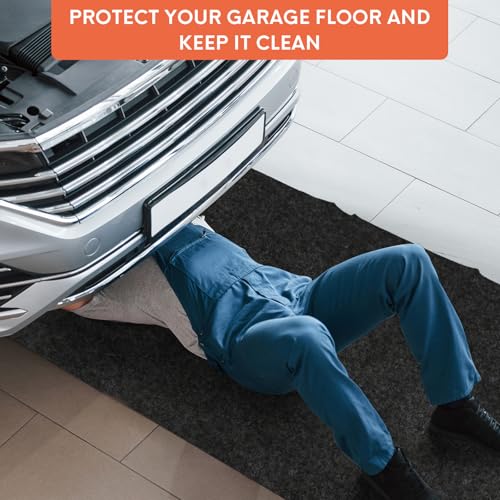 JERIA 1Pcs 17 X 7.9 Ft Oil Spill Mat for Under Car Driveway,Oil Leaks Absorbent Oil Pad,Tape Rubber Mat Garage Floor,Reusable,Waterproof Backing,Stain Resistant - size: 17' x 7.9' (1PCS)