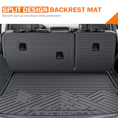 KUST Trunk Cargo Mat for Jeep Grand Cherokee 2011-2021, TPE Rubber Trunk Liner with Backrest Mat for Grand Cherokee Accessories All Weather Back Seat Protector Rear Cargo Liner Raised Edge - size: For 2011-2021 Grand Cherokee | Backrest Trunk Mat