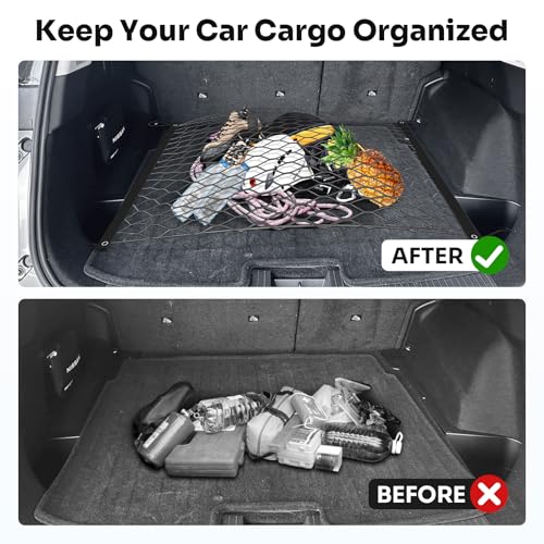 Canvcle Trunk Cargo Net for 2021-2025 2026 Nissan Rogue Accessories Envelope Style Mesh Trunk Net Organizer and Storage Stretchable Adjustable Elastic Nylon Rear Cargo Netting with Hooks - style: for Nissan Rogue