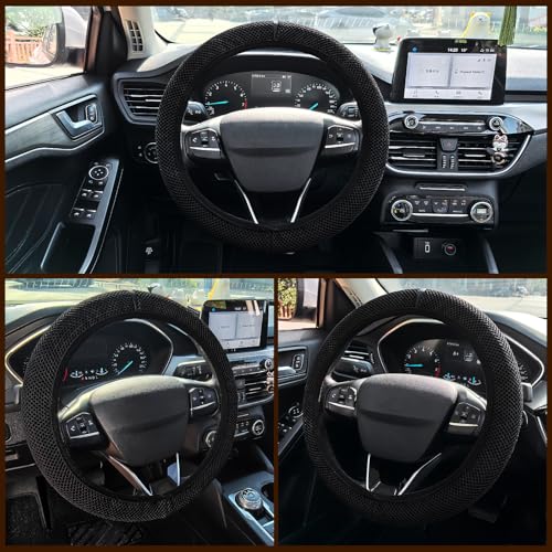 Accmor Car Steering Wheel Cover, Elastic Stretch Auto Wheel Cover, Vehicle Wheel Protector Car Accessories for Men Women, Universal Fit 14 1/2 inch to 15 inch, Microfiber Breathable Ice Silk