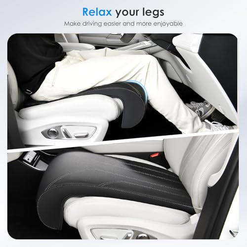 Car Seat Extender Leather Car Seat Extender Leg Support Cushion for Driver Seats Office Chair Car Seat Cushion Legs Rest Pads-Dark Black - color: Red Black