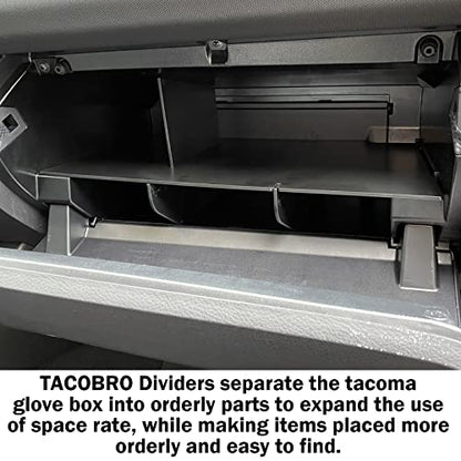 Glove Box Dividers Organizer Compatible with Toyota Tacoma Accessories 2016 2017 2018 2019 2020 2021 2022 2023, Interior Insert Dividers Storage