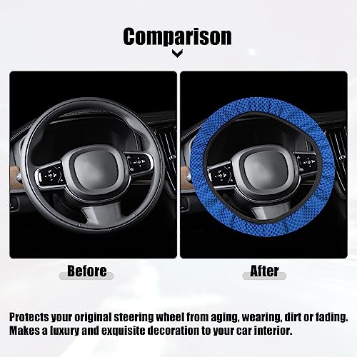 X AUTOHAUX Steering Wheel Cover Universal Elastic Stretch Antislip Breathable Microfiber Ice Silk Interior Trim Wheel Protector for Car Truck SUV Blue - color: Blue