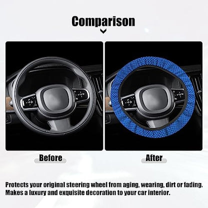 X AUTOHAUX Steering Wheel Cover Universal Elastic Stretch Antislip Breathable Microfiber Ice Silk Interior Trim Wheel Protector for Car Truck SUV Blue - color: Blue