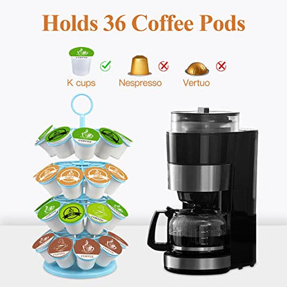 KIMIUP Coffee Pod Holder, Coffee Pod Storage Compatible with K-Cups(36 Pods), Kitchen Detachable Coffee Station Organizer, Spins 360-Degrees(Light Blue) - color: Light Blue