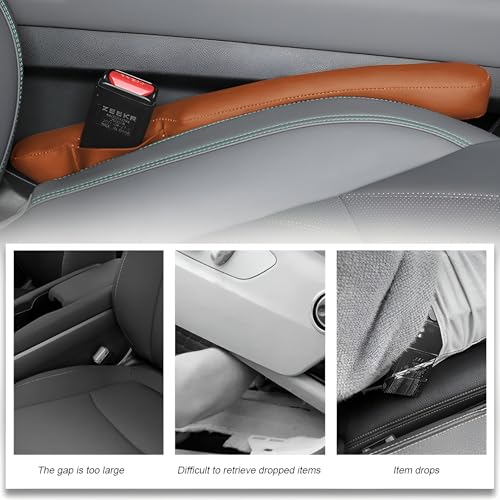 2PCS Car Seat Gap Filler, Soft Foam Automotive Organizer to Fill The Gap Between Seats Console Stop Things from Dropping, Vehicle Seat Side Gap Stopper, Universal for Truck SUV (Brown) - color: Brown