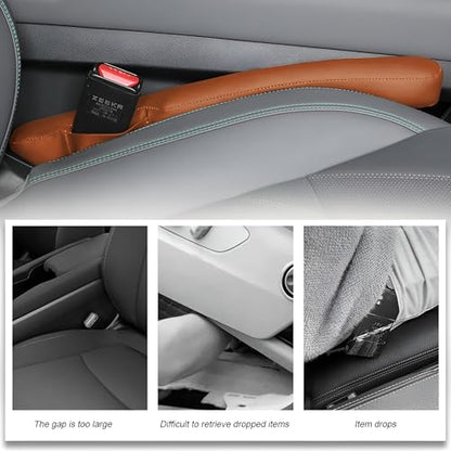 2PCS Car Seat Gap Filler, Soft Foam Automotive Organizer to Fill The Gap Between Seats Console Stop Things from Dropping, Vehicle Seat Side Gap Stopper, Universal for Truck SUV (Brown) - color: Brown