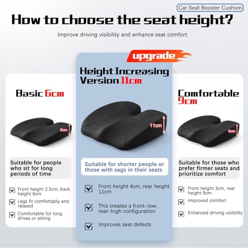 Car Seat Cushion for Subaru Outback 2025 2026, Wedge Driver Seat Cushion, Thick Memory Foam Height Increasing Seat Cushion, Non Slip Ergonomic Driving Cushion,B 39cm x 40cm x 9cm - size: B 39cm x 40cm x 9cm