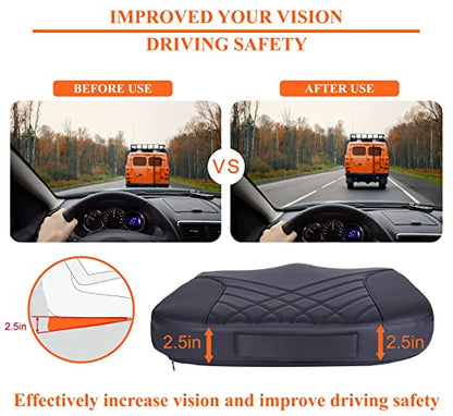 kingphenix Premium Car Seat Cushion, Memory Foam Driver Seat Cushion to Improve Driving View- Coccyx & Lower Back Pain Relief - Seat Cushion for Car, Truck, Office Chair (Leather Black) - color: Leather Black