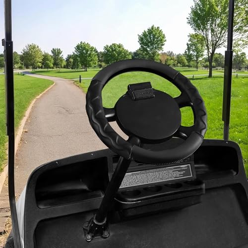 10L0L 13 Inch Golf Cart Steering Wheel Covers for EZGO TXT&RXV 1994-up, Upgraded Microfiber Anti-Slip Steering Wheel Cover with Pu Leather - color: Black