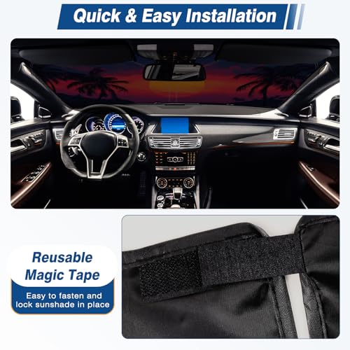 Windshield Sun Shade - Car Sun Shade Windshield, Reflector Sunshade Offers Ultimate Protection for Car Interior - color: Purple Dusk(57"x32")