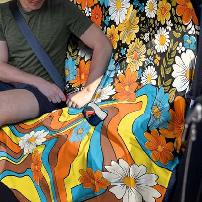 Hippie Daisy Swirl Print Back Seat Cover, Waterproof Bench Rear Seat Cover Universal Car Seat Cover Automotive Interior Covers for Sedans SUVs Vans Trucks - color: Hippie Daisy Swirl