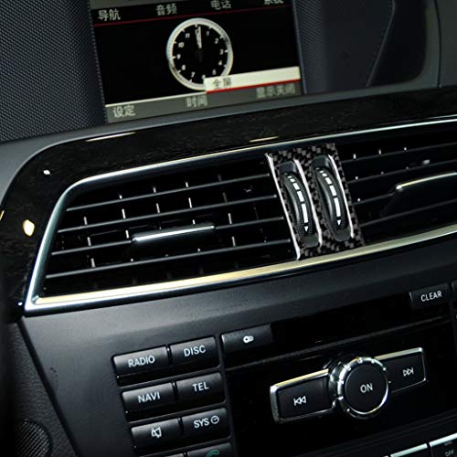 for Mercedes-Benz C-Class W204 2011-2013 Real Soft Carbon Fiber Center Console Air Vent Outlet Knob Frame Cover Trim Sticker Car Interior Accessories - color: Central Air Vent Knob