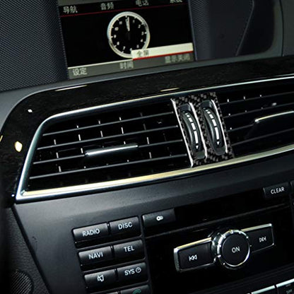 for Mercedes-Benz C-Class W204 2011-2013 Real Soft Carbon Fiber Center Console Air Vent Outlet Knob Frame Cover Trim Sticker Car Interior Accessories - color: Central Air Vent Knob