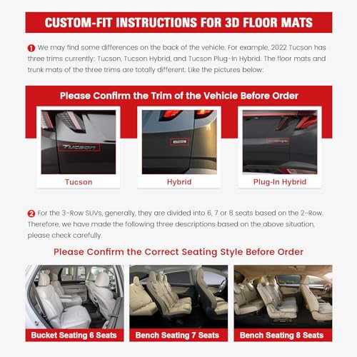 IKON MOTORSPORTS 3D TPE Floor Mats, Compatible with 2012-2015 Honda Civic Sedan 4-Door, All Weather Waterproof Anti-Slip Floor Liners, Front & 2nd Row Full Set Car Interior Accessories, Black