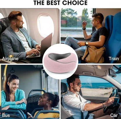 WEERSHUN Travel Pillow for Airplanes, 2026 New Memory Foam Neck Pillow with Chin Wrap for Traveling, Suitable for Airplanes, Offices and Cars (Pink)