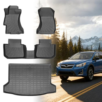 Floor Mats for Subaru Crosstrek 2013-2016-2017, for Subaru Impreza 2012-2016, Front Rear Mats & Cargo Mat, TPE Anti-Slip Waterproof Summer Winter Floor Liners Crosstrek Floor Mats Accessories - style: 11)2012-2017|Crosstrek&Impreza|Floor&Cargo Mats