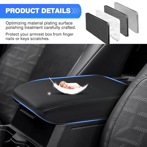 Autorder Center Console Cover for 2024 2025 2026 Toyota Tacoma Accessories Armrest Cover Anti-Scratch Middle Console Pad Leather Armrest Protector - size: 24-26 Tacoma Armrest Cover