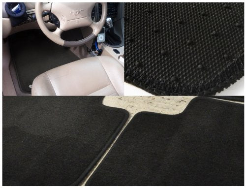 Spec-D Tuning Black Carpet Floor Mats 4PC Compatible with 1994-2004 Ford Mustang V6 V8 GT