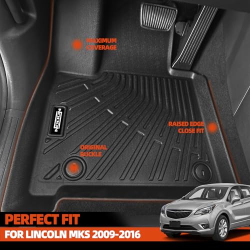 Custom Fit Floor Mats for Lincoln MKS 2009-2016, All Weather TPE Floor Liners with Trunk Mat, Odorless Full Set Interior Accessories - size: 14)MKS|2009-2016