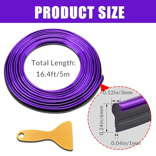 Car Interior Moulding Trim Strips, 33Ft/10M Universal Electroplating Decoration Filler Insert Strips, Styling Dashboard DIY Flexible Strip with Installing Tool (Purple)