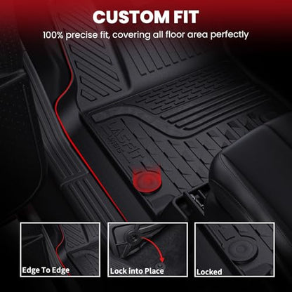 LASFIT Floor Mats for 2002-2008 Dodge Ram 1500 Quad Cab, 2003-2009 for 2500/3500 Bench Seating, Not Fit Have 4X4 Shifter, All Weather TPE Custom Fit Car Mats Floor Liners 1st & 2nd Row, Black - style: 2) 1500 | 2002-2008 |Quad Cab Floor Mats