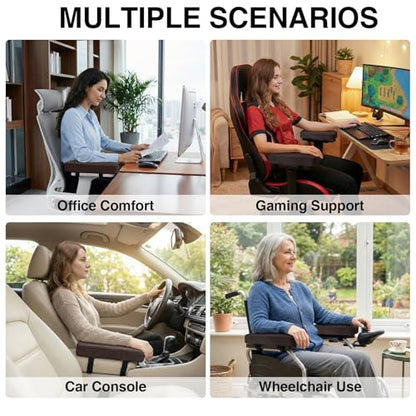 Smiry Ergonomic Office Chair Armrest Pads, Memory Foam Arm Rest Covers, Non-Slip Armrest Cushion with Adjustable Buckles and Straps, Elbow Relief for Desk, Gaming & Wheelchair (Chocolate, Set of 2) - color: Chocolate