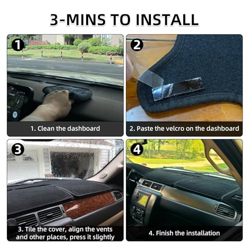 Dashboard Dash Cover Mat Carpet Compatible with 07-14 Chevy Tahoe Suburban Denali Avalanche GMC Yukon/XL,07-13 Chevy Silverado Sierra Without Dash Speaker and Only One Glove Box(07-14 Brown)