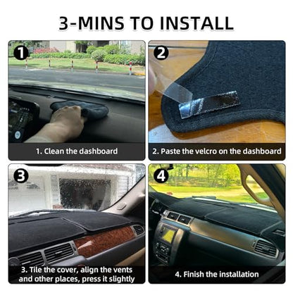 Dashboard Dash Cover Mat Carpet Compatible with 07-14 Chevy Tahoe Suburban Denali Avalanche GMC Yukon/XL,07-13 Chevy Silverado Sierra Without Dash Speaker and Only One Glove Box(07-14 Brown)