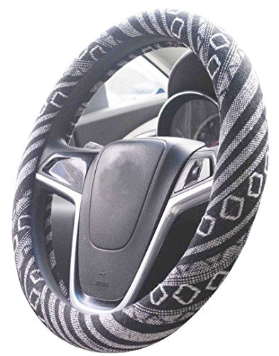 Small Ethnic Style Coarse Flax Cloth Automotive Steering Wheel Cover Anti Slip and Sweat Absorption Auto Car Wrap Cover (14''-14.25, G) - color: G, size: 14 - 14.25 inches