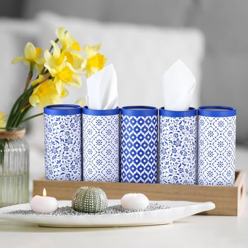 12 Pack Car Tissue Cylinder Holder Bulk with 3 Ply Facial Tissues, Round Napkin Holders for Car Cup Holder Cylinder Travel Paper Tubes Bulk Round Napkin Boxes Packs(Novel Style) - style: Novel Style