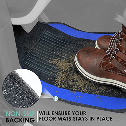 FH Group Automotive Floor Mats – Universal Fit Premium Carpet Car Mats with Driver Heel Pad, Full Set for Cars, SUVs & Trucks - Blue - color: Blue