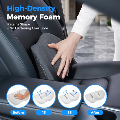 Lumbar Support Pillow for Car, Memory Foam Back Cushion for Lower Back Pain Relief, Ergonomic Car Seat Support with Breathable Airflow Channels for Driving, Office Chair, Wheelchair - size: longest 15.35" * widest 10.83"* highest 4.72"