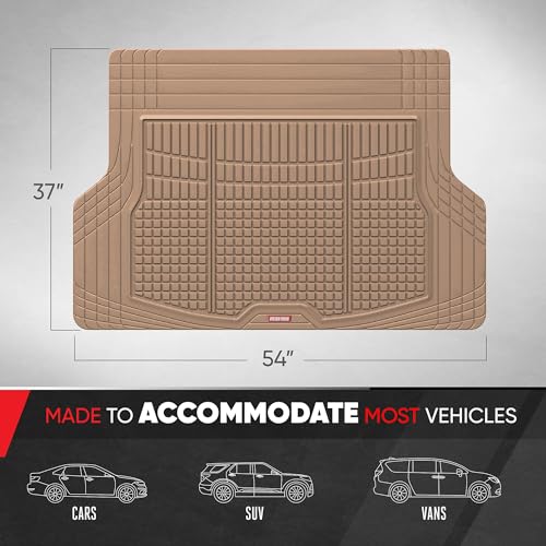 Motor Trend FlexTough Rear Cargo Mat – Heavy-Duty Trimmable Car Trunk Mat for Back of SUV, Universal Rear Cargo Liner for SUV, Flexible Trunk Liner, Automotive Floor Mats & Cargo Liners (Beige) - color: Beige