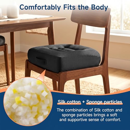 Car Booster Seat Cushion for Adults,Memory Foam Heightening Wedge Seat Pad,Elevated Chair Cushion to Improve Driving Vision(15.7×15.7×5.9inch,Black)